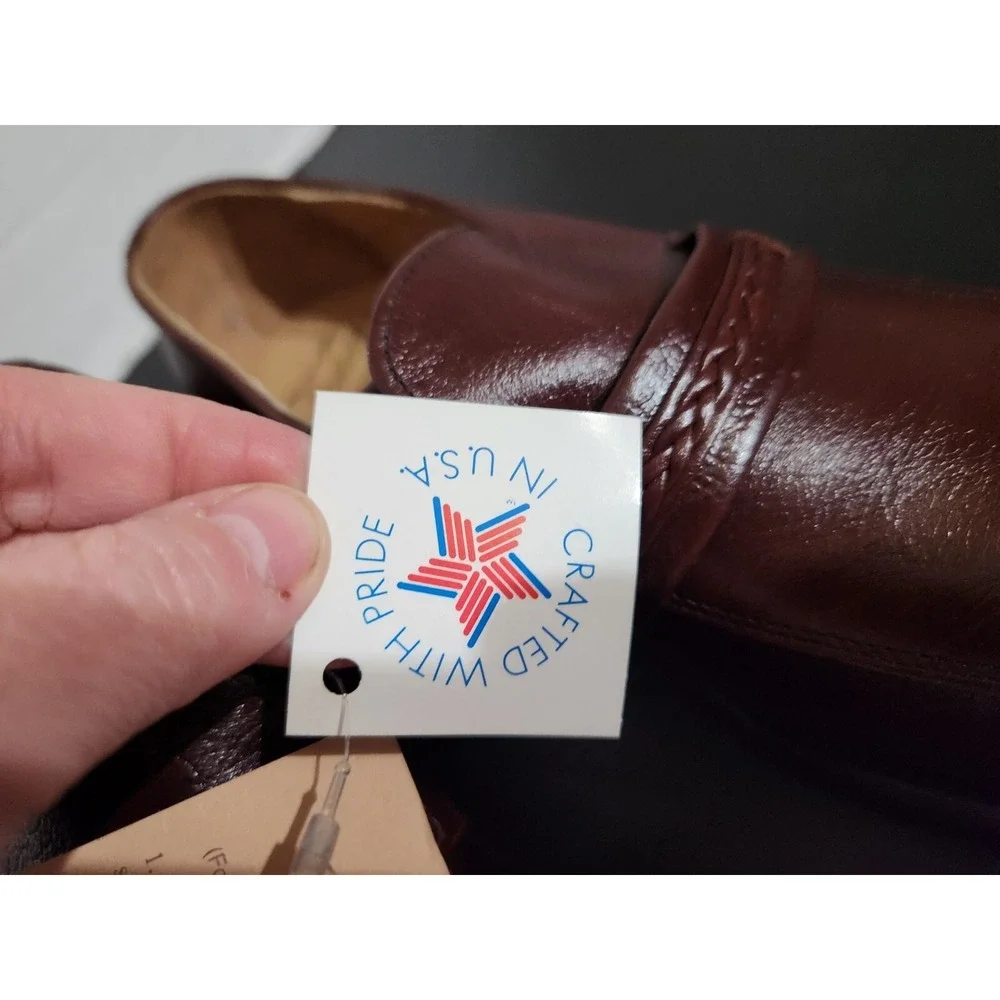 NEW Leather Classics Goodyear Dress Slip On Loafers Red Brown 8.5 3E USA Made